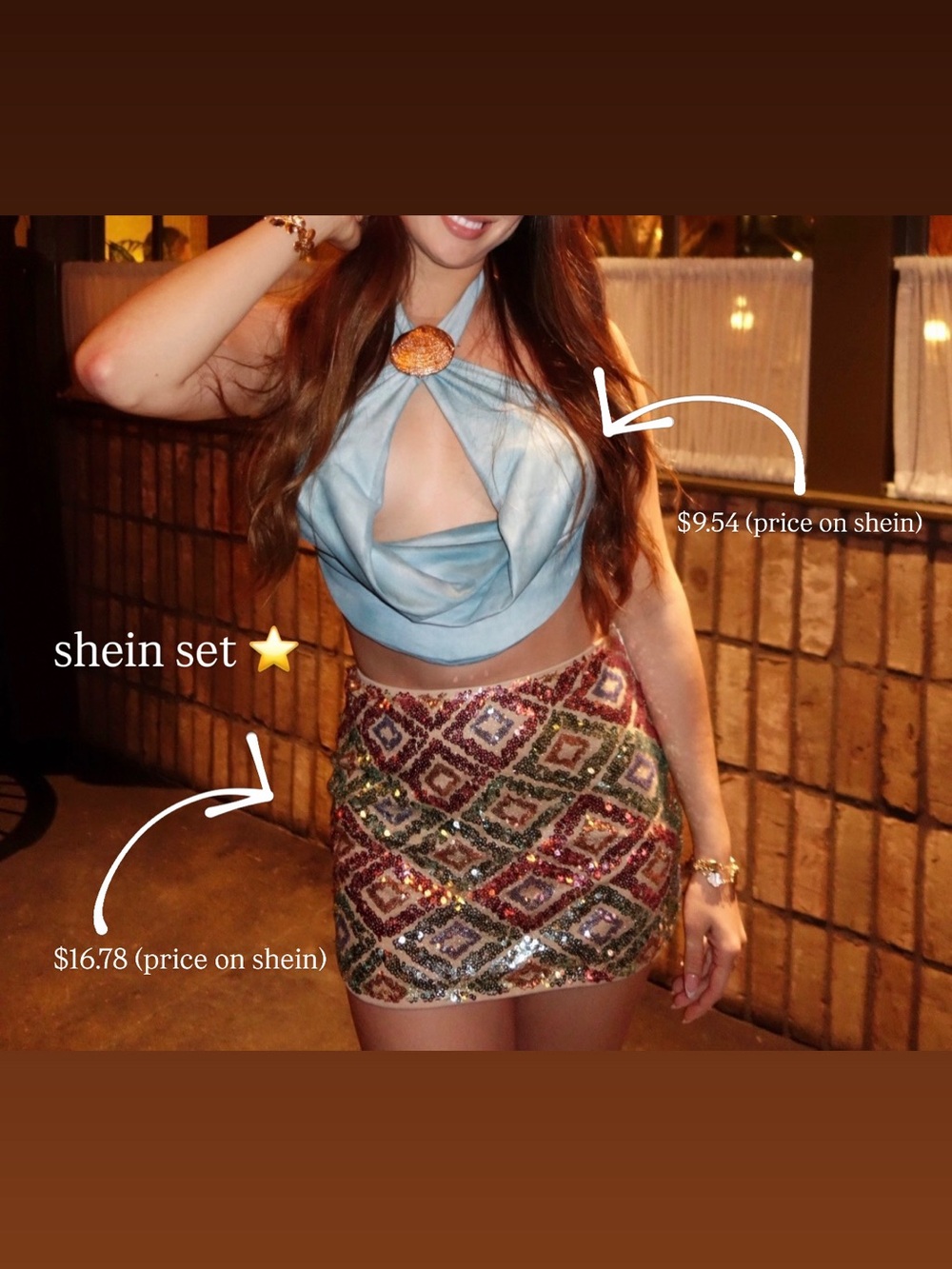 SHEIN Multicolor Sequin Diamond-Print Mini Skirt